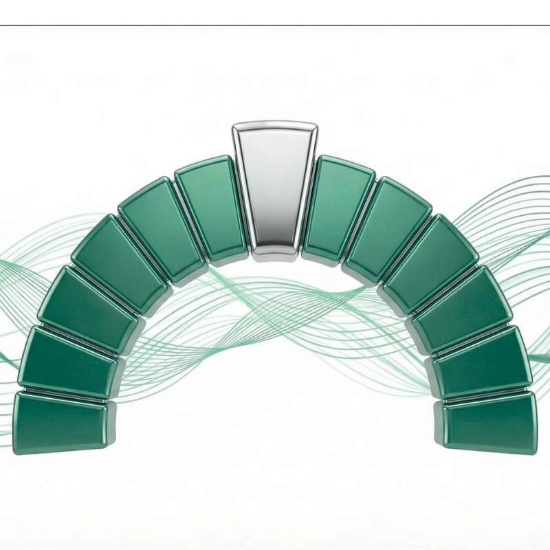 Gruener Gewoelbebogen mit silbernem Schlussstein – Seminar Resilienz-Architektur, Petra Schlerit