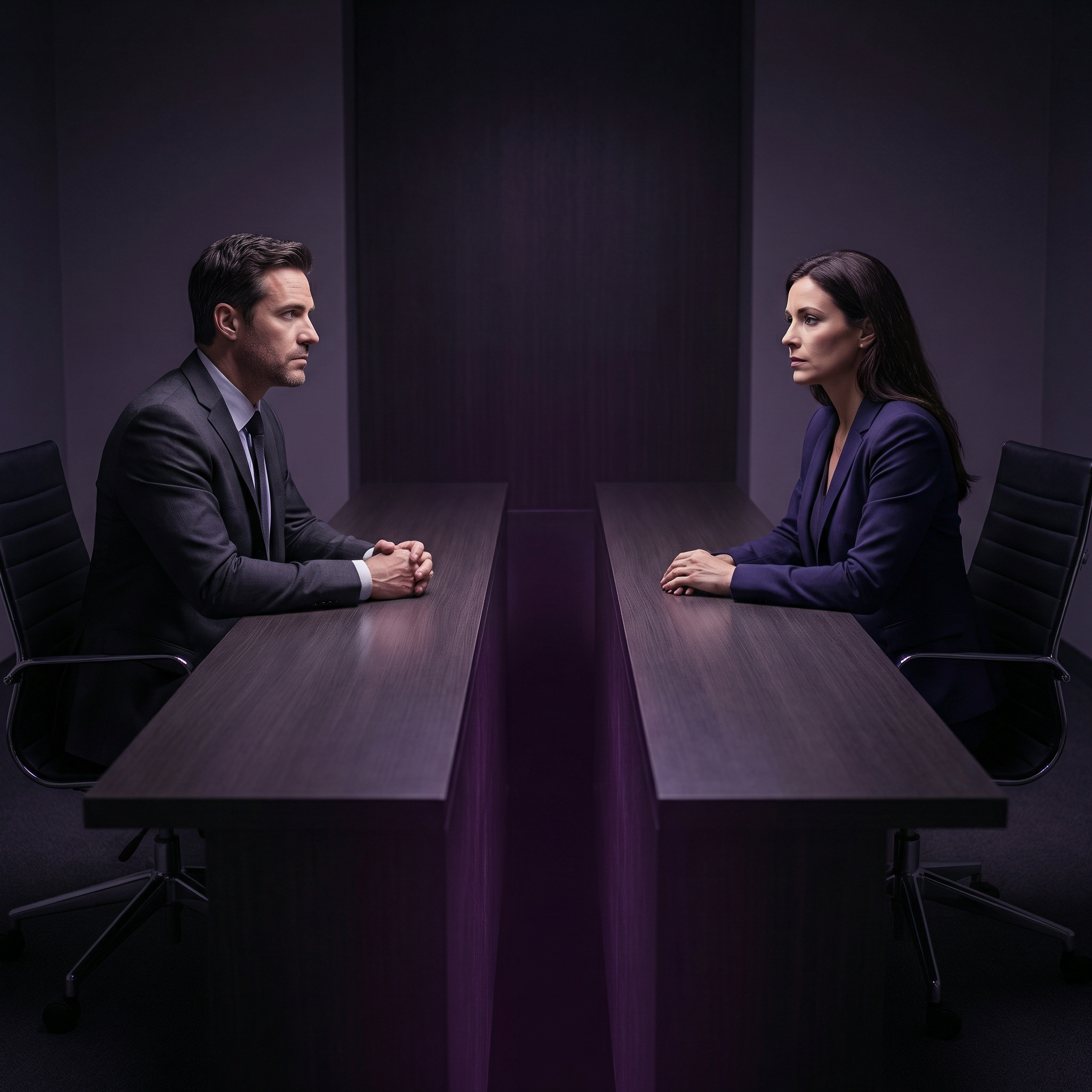 Zwei Personen an getrennten Tischen – Erwartungsmanagement und Kommunikationslücken-Seminar Petra Schlerit